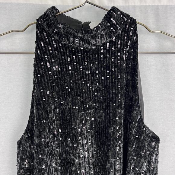 Anthropologie Top Taryn Velvet Sequin Black Tank Holiday Christmas Party Formal - Picture 2 of 6